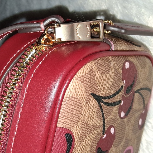 NWOT！COACH Mini Jamie Camera Bag In Signature With Cherry Print - Picture 4 of 8